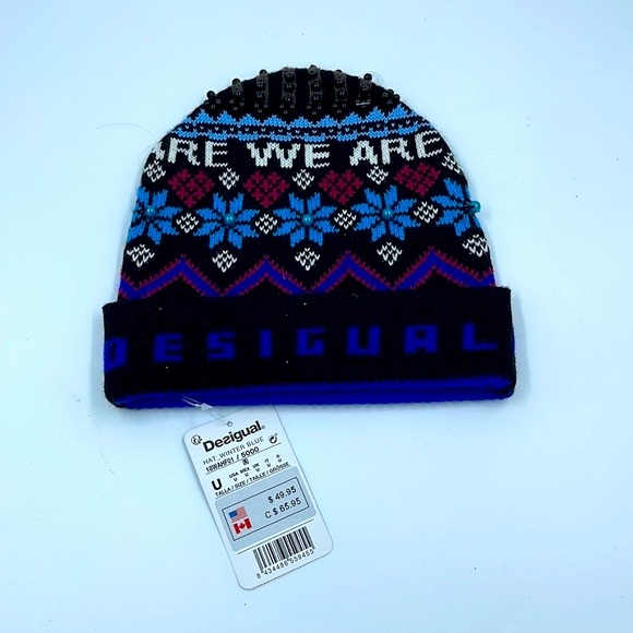 Desigual Winter Blue Hat One Size - Picture 2 of 2